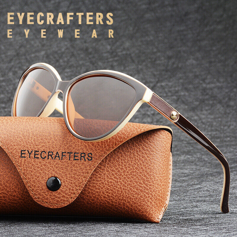 Cat Eye Sunglasses Womens Lady Fashion Trendy Retro Polarized UV400 Brown Shades