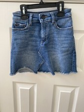 DL1961 Distressed Frayed Blue Denim Cutoff Jenny Jean Skirt Girls Size 7