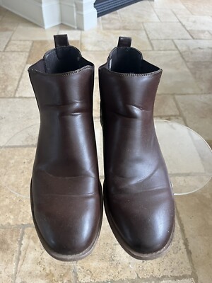 Robert Wayne Mens Brown Faux Leather Chelsea Ankle Boots Size 13D