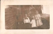Postcard Real Photo RPPC AZO c. 1904-1918 Three Young Children Posing See Photos
