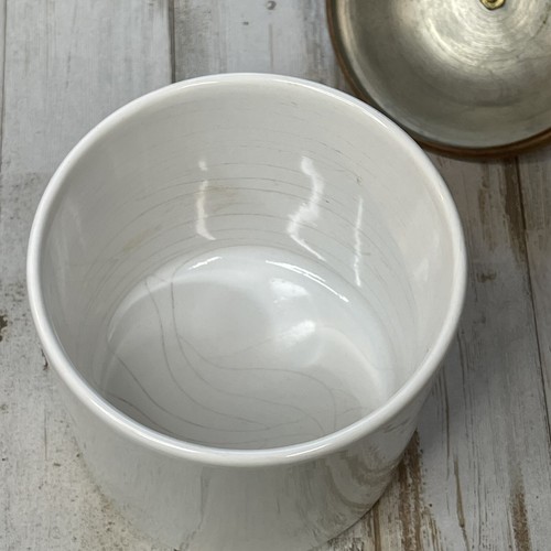 5.5"x4.25" White Ceramic & Copper Canister Grease Container Portugal White Knobs - Picture 6 of 6