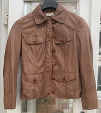 Rocha John Rocha Ladies Vintage Brown Soft Real Leather Jacket12 C34-36”l25” Vgc