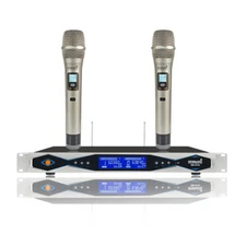 STARAUDIO Wireless Microphone System Dual Channel UHF Handheld Party Stage Mic