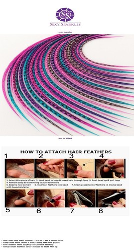 Sexy Sparkles 25 Hair Feathers Extensions Kit, 7"-13" Rooster Feathers for Hair - 第 41/48 張圖片