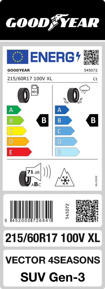 Goodyear Vector 4Seasons Gen-3 SUV 215/60 R17 100V XL M+S Ganzjahresreifen - Bild 2 von 2
