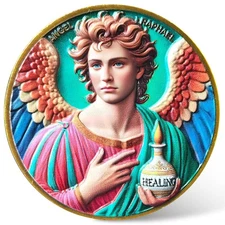 Archangel Raphael Healing Coin with Prayer | Spiritual Medallion for Health &...