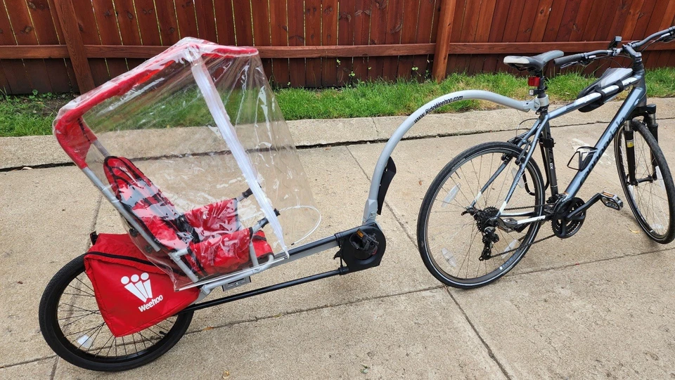 Remolque para bicicletas Weehoo iGo Turbo - Asiento de pedal para niños + Protector contra la intemperie - Rojo Foto 2 de 4