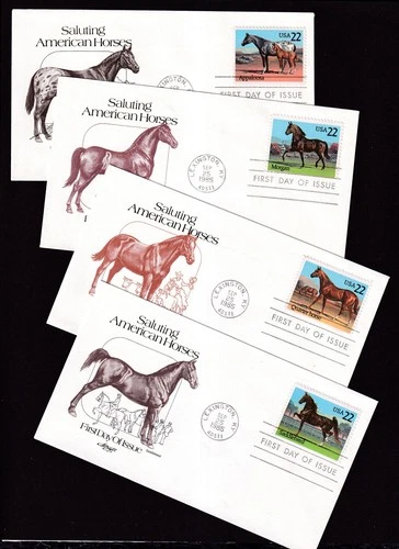 1985 Horses Sc 2155-2158 FDC Artmaster thoroughbred quarter Morgan appaloosa