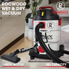 Wet And Dry Vacuum Cleaner 30L RocwooD Stainless Steel 1400W 230V Cleaning