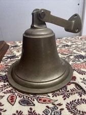 6" Nautical Hanging Door Ship Bell Vintage Brass Big With Wall Mounted Bracket