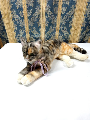 Cuddle Clones Realistic Calico Cat Plush W/Green Eyes 'Pateley'