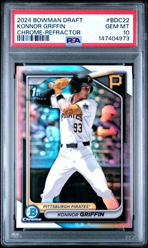 4973 Konnor Griffin 2024 Bowman Draft #BDC-22 Refractor Chrome 1st RC PSA 10