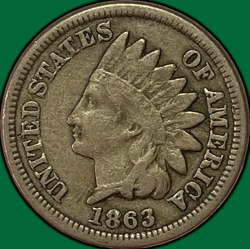 1863 Indian Head Cent Choice Fine F+ Coin #35202