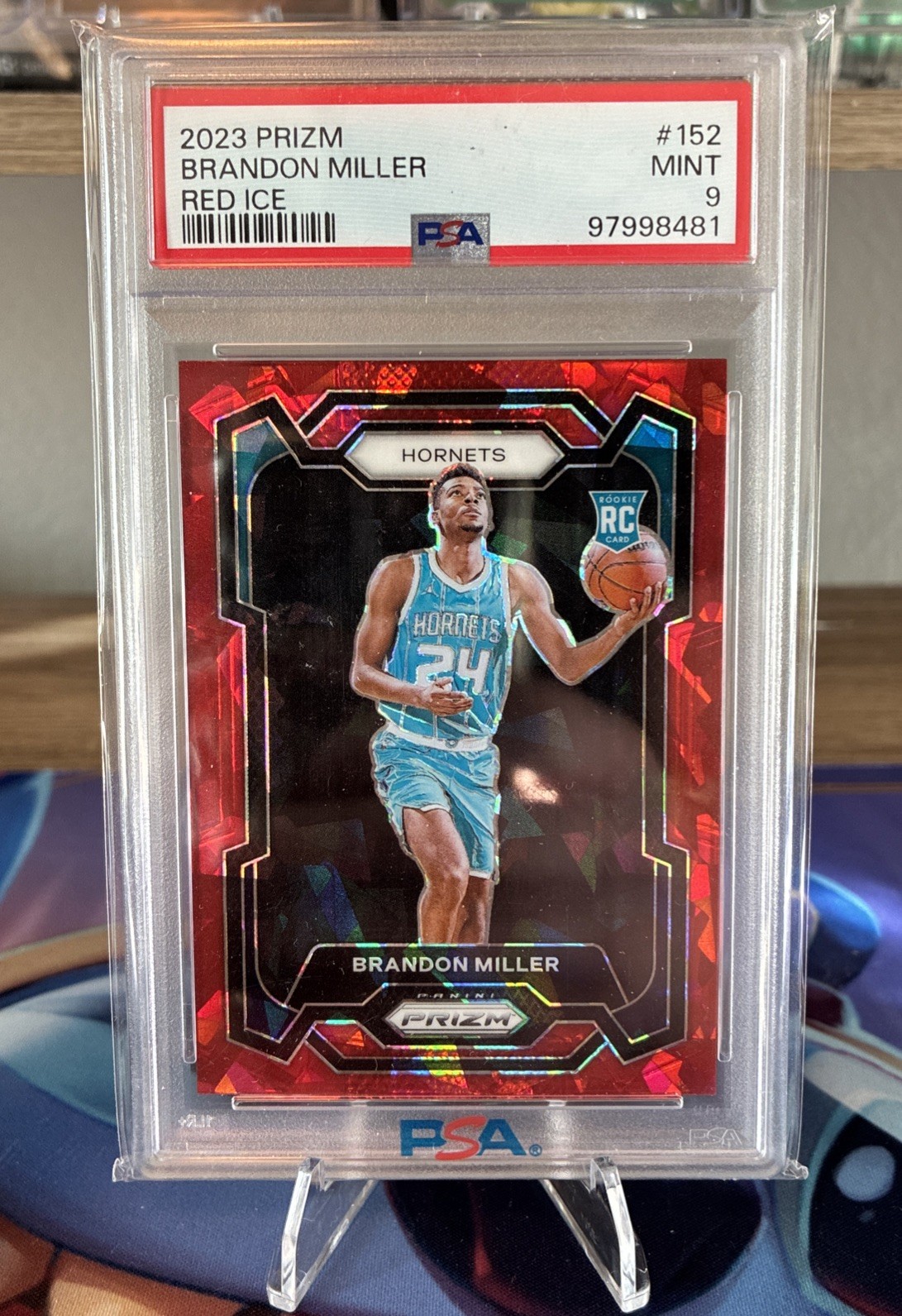 2023 Panini Red Ice Prizm #152 Brandon Miller Hornets RC Rookie PSA 9 MINT