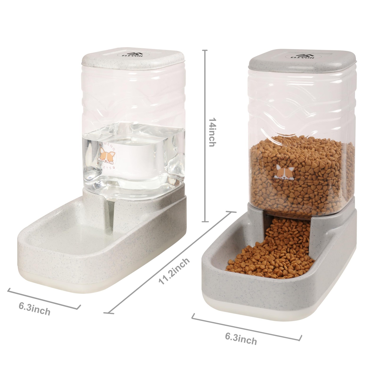 Automatic Cat Feeder, Gravity Food and Water Dispenser Bowl Set for Small Medium