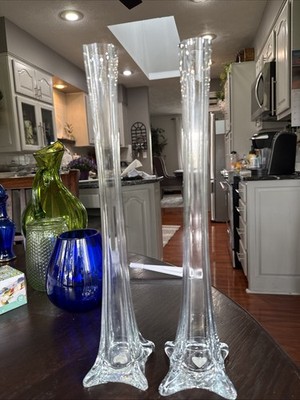 2-16-Inch Tower Eiffel Glass Vase . Luv Imports
