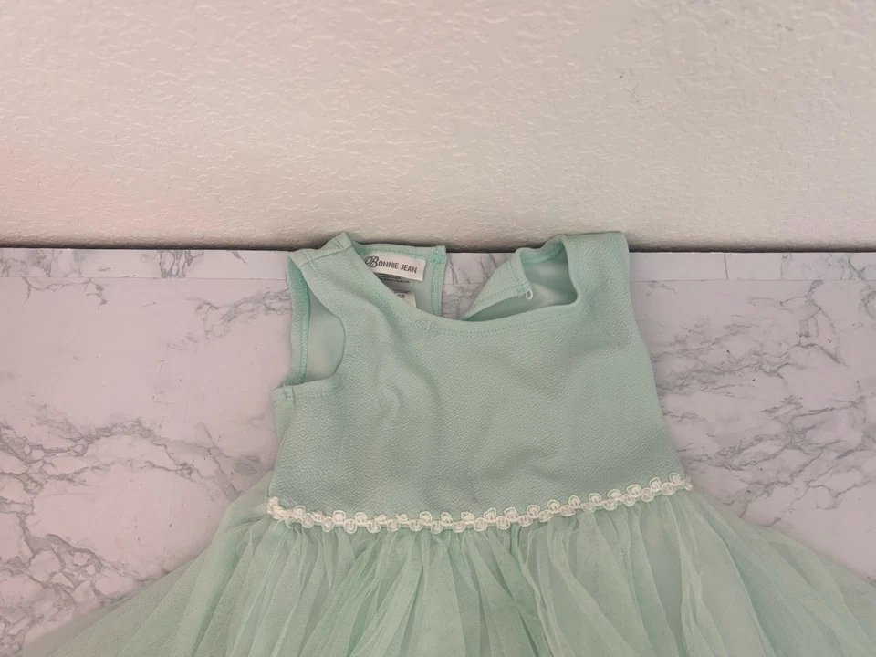 Bonnie Jean Girls Dress Size 5 Light Green Mint Back Button Tutu Sleeveless E1 - Image 2 of 4