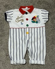 Vintage sailboat Sail Away jumper romper overalls outfit 80s 90s 3-6 Months