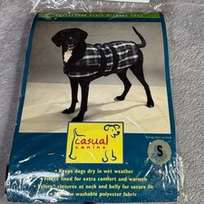Casual Canine Dog Blanket Coat Small Green Plaid Waterproof Fleece Lined Jacket