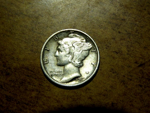 High Grade AU Better Date Problem FREE 1917-P Mercury Silver Dime DF3
