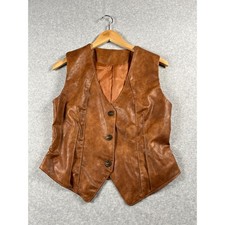 Faux Leather Vest Womens M Brown Layering Western Rodeo Boho Festival Concert