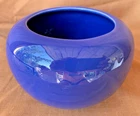 Vintage Bauer Fred Johnson Hand Thrown Rose Bowl  Monterey Blue Hi Fire  Ex Cond