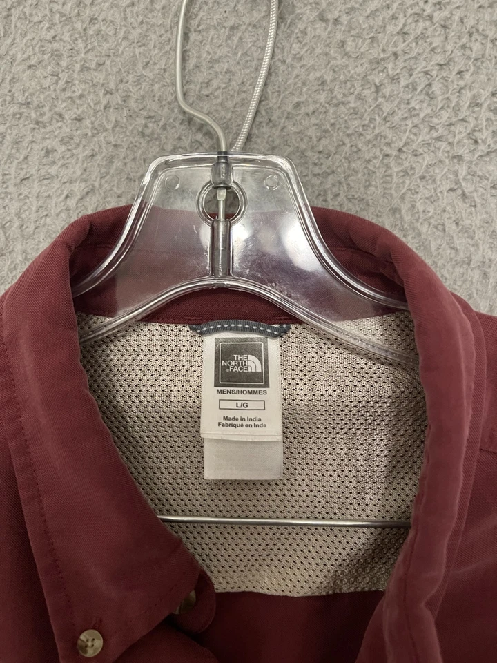 North Face Shirt Mens Large Red Long Sleeve Outdoor Button Up Pocket Modal - Image 2 of 4
