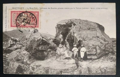 CPA CARTE POSTALE MARTINIQUE LE MONT PELÉ SPÉCIMEN DE BOMBES GÉANTE VOMIT PAR LE - Photo 1/2