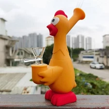 6.8" Silicone Pipe Bong Screaming Chicken Smoking Water Pipe Hookah + Bowl US.
