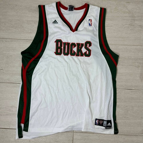 Original Adidas Authentic Milwaukee Bucks Home White Blank Jersey XXL