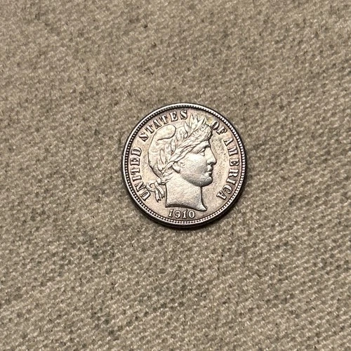 1910 D Barber Silver Dime 10C AU/UNC Cleaned