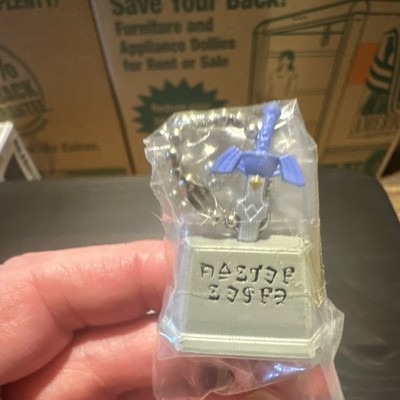 Legend of Zelda Master Sword Keychain Figurine, Small Plastic Gray/Blue, Bag