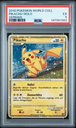 2010 POKEMON WORLD COLL GERMAN PIKACHU-HOLO PSA 5
