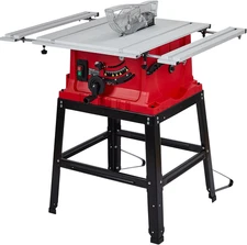Table Saw, 10 Inch 15A Multifunctional Jobside Table Saw with Stand & Push Stick