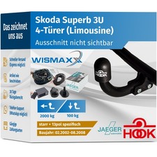 ANHÄNGERKUPPLUNG für Skoda Superb 3U 02-08 starr HOOK +13pol E-Satz spezifisch