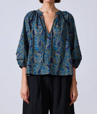 Apiece Apart Tule Raglan Sleeve Top Malene Floral Olive