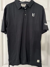 LinkSoul Mens M Short Sleeve Black Golf Polo Collar Button Shirt New with Tags
