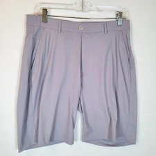 REDVANLY Mens Nylon Golf Stretch Elastic Waistband Shorts Size Small Gray Preppy