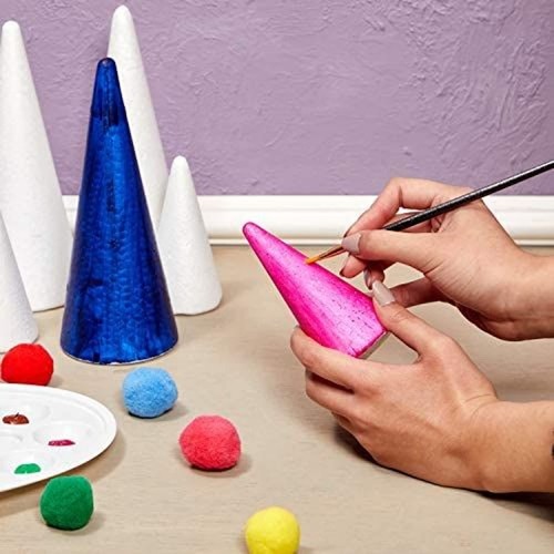 White Craft Foam Cones for Crafts, 2 Sizes (18 Pack) - Picture 2 of 6