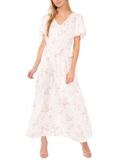 Vince Camuto Printed Flutter Sleeve Maxi Dress Color Multi Size S