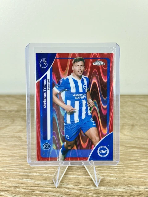 2020 Topps Chrome Premier League Red Raywave #42 Stefanos Tzimas RC /5 SSP