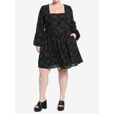 The Witcher Netflix Dress XL Black Grey Sigil Print Lace Up Waist Mini Pockets