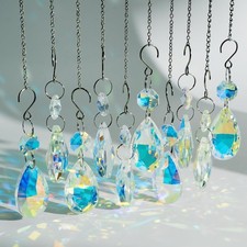 10pcs 38mm AB Crystal Suncatcher Teardrop Prisms Chandelier Parts Home Decor
