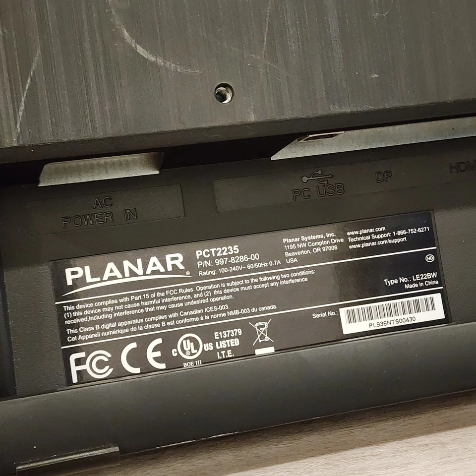 Planar Helium PCT2235 22 inch Widescreen IPS LCD Monitor with Built-in Speakers - Image 4 of 4