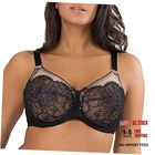Women's Full Coverage Unlined Underwire 46DDD Black Hue With Blushing Rose