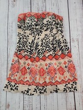 American Rag Cie Cream Coral Aztec Floral Boho Strapless Mini Dress 1X Plus