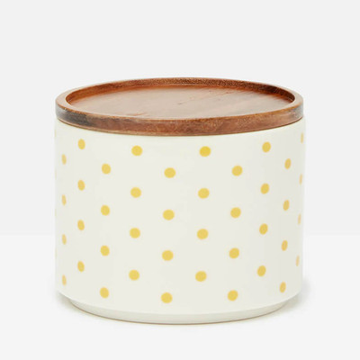 Joules Brightside Medium Vorratsdose - Porzellan Behälter & Holzdeckel 