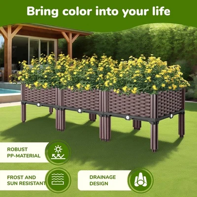 UOCOMDER Large Raised Garden Bed Planter Patio Plant Pot Flower Beds Vegetable Grow Box