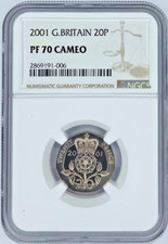 2001 Great Britain 20 Pence Proof 70 NGC