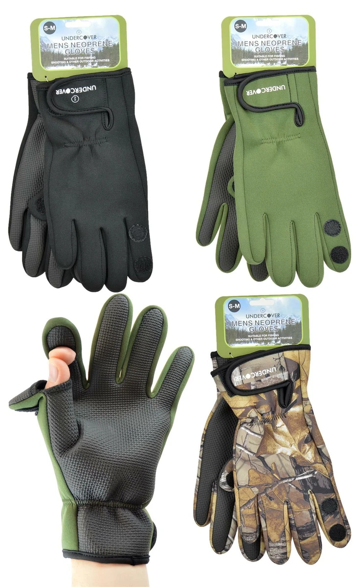 Neoprene Waterproof Fishing Gloves Outdoor Rubber Grips Fold Back Finger &  Thumb